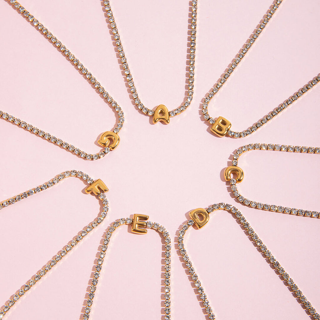 Gold Initial Tennis Bracelet