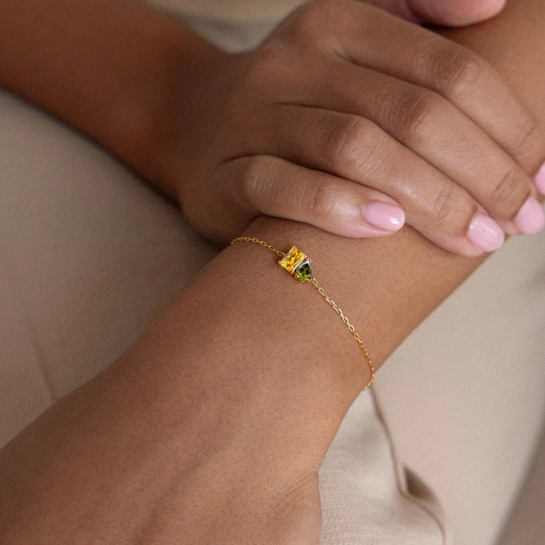 Gold Toi et Moi Birthstone Bracelet