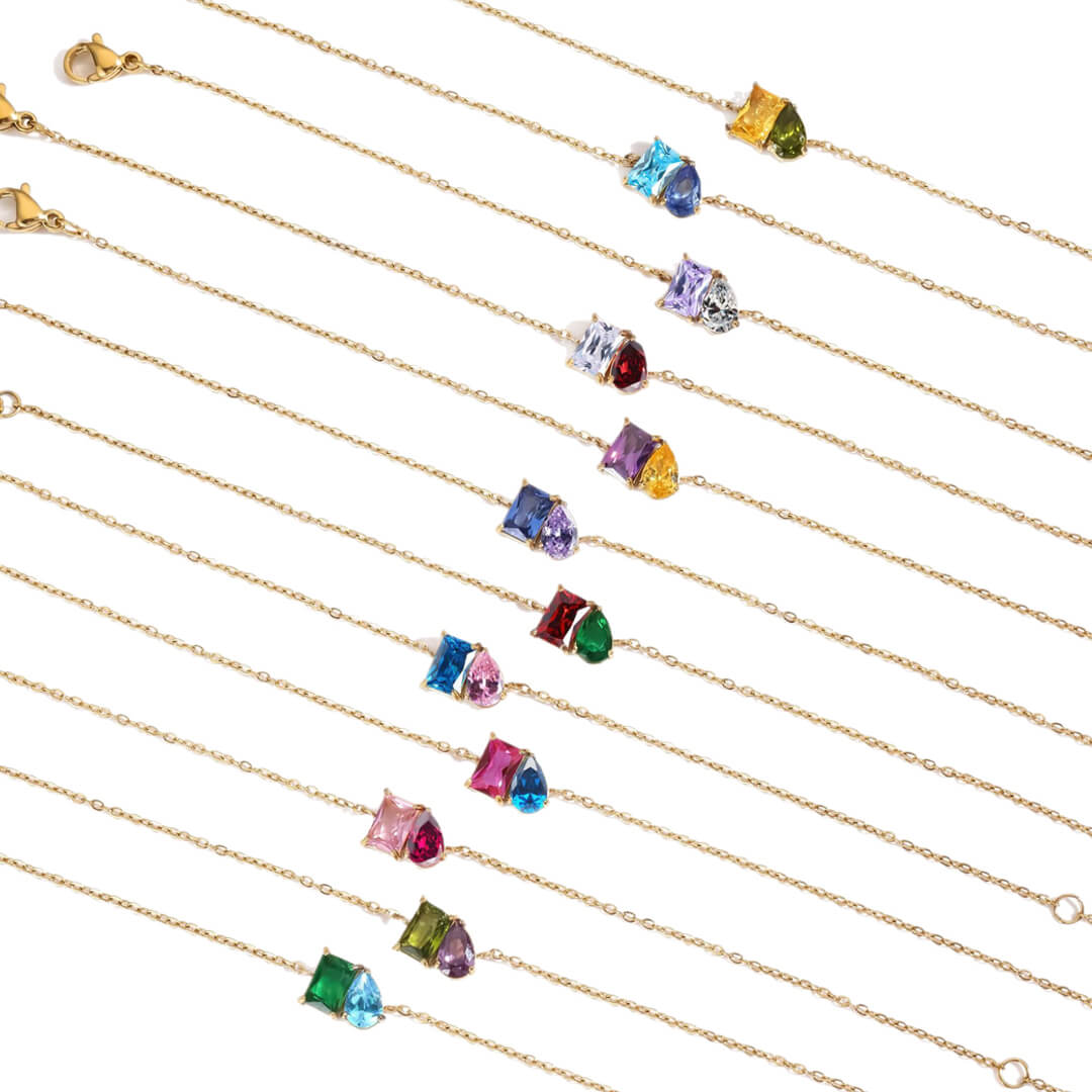 Gold Toi et Moi Birthstone Bracelet