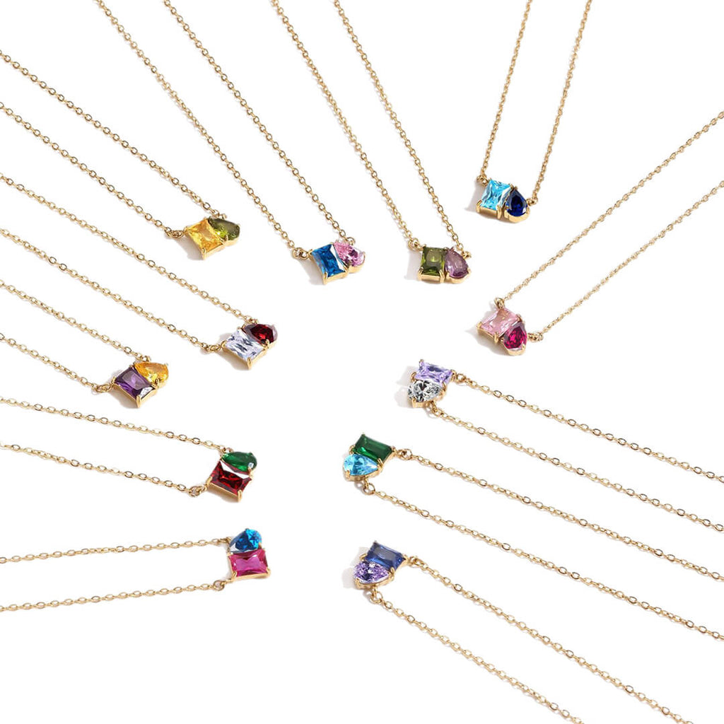 Gold Toi et Moi Birthstone Necklace