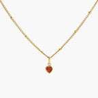 JUNE ELLE Gold heart birthstone pendant with chain in 18K gold plated stainless steel, front view