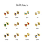 JUNE ELLE birthstone color chart showing 12 cubic zirconia options for heart birthstone charm 