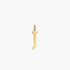 JUNE ELLE 18K gold plated stainless steel J initial pendant necklace, clear front view