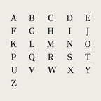 JUNE ELLE 18K gold plated stainless steel personalized initial pendant alphabet display, A-Z letters showcase