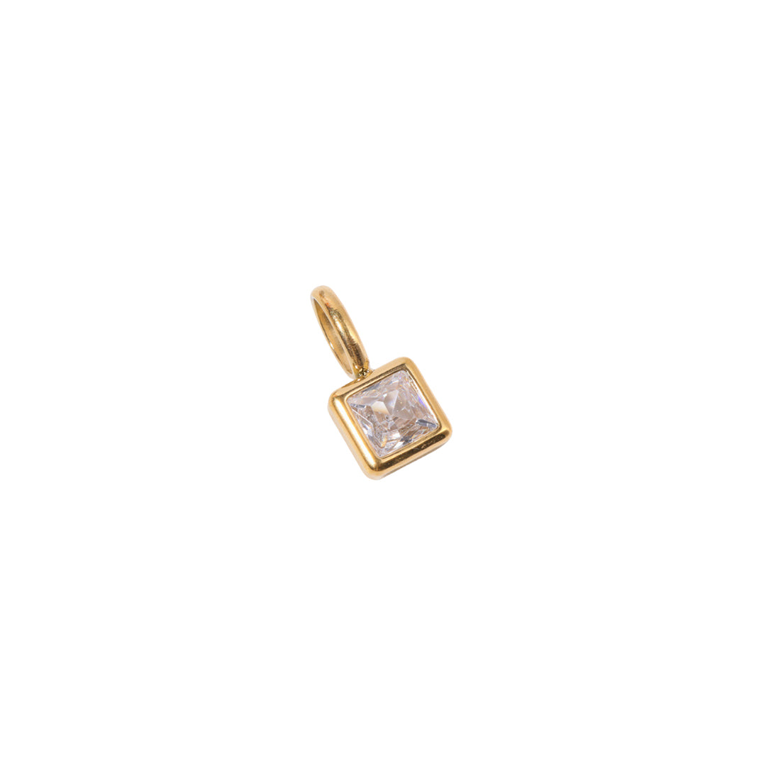 Gold Square Birthstone Charms