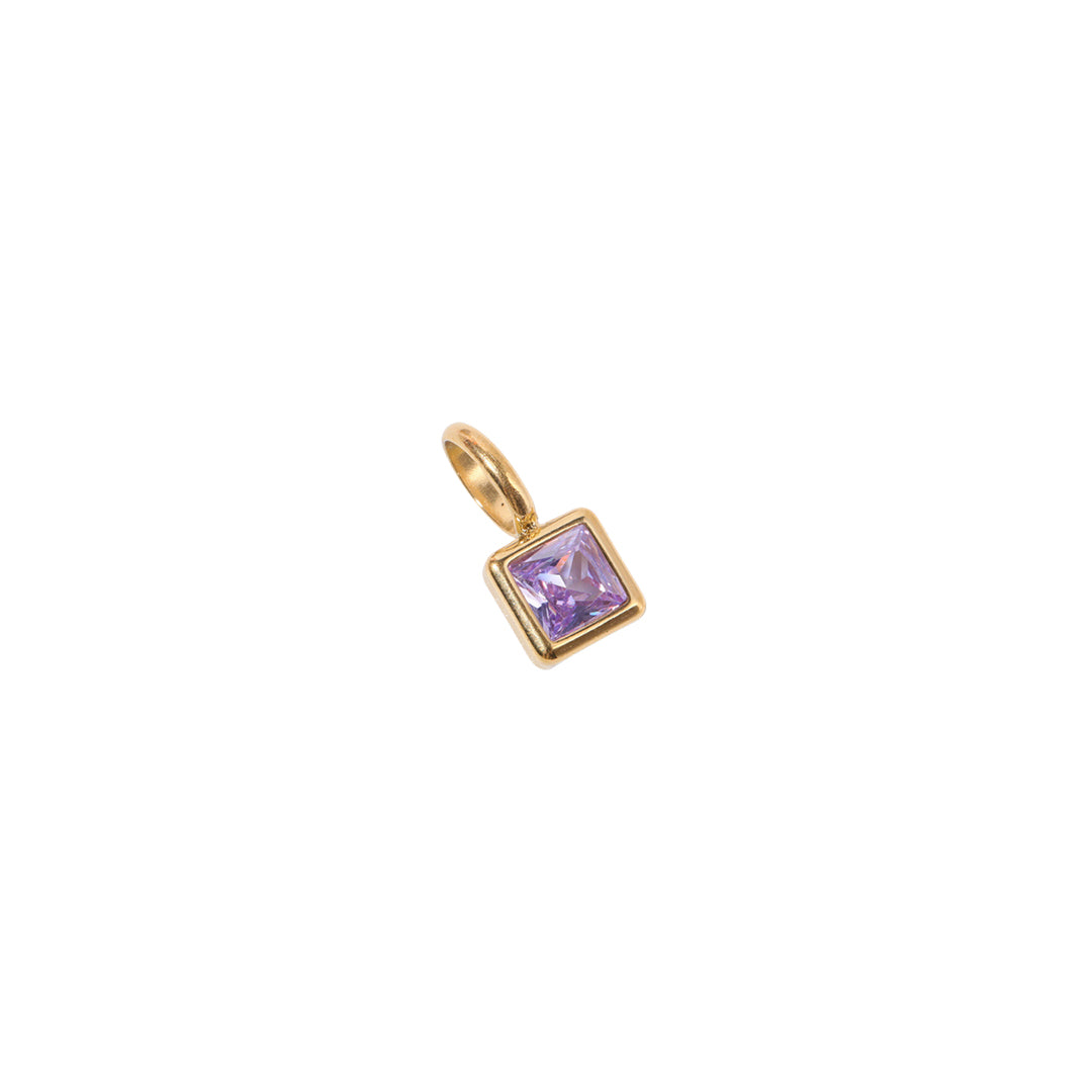 Gold Square Birthstone Charms