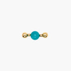 Single polished blue-green amazonite gemstone bead component for interchangeable magnetic jewelry, front view.