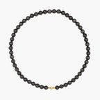 JUNE ELLE MagMix Obsidian Bead Necklace with a central gold magnetic clasp on a pure white background, allowing for modular combinations with other MagMix pieces.