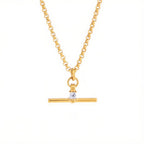 Gold T-Bar Necklace