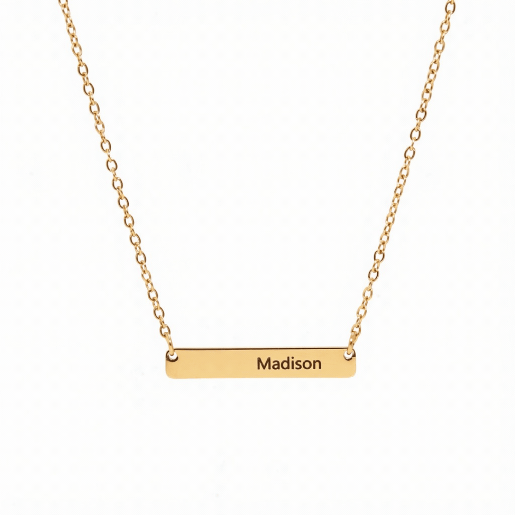 Gold Personalized Bar Necklace