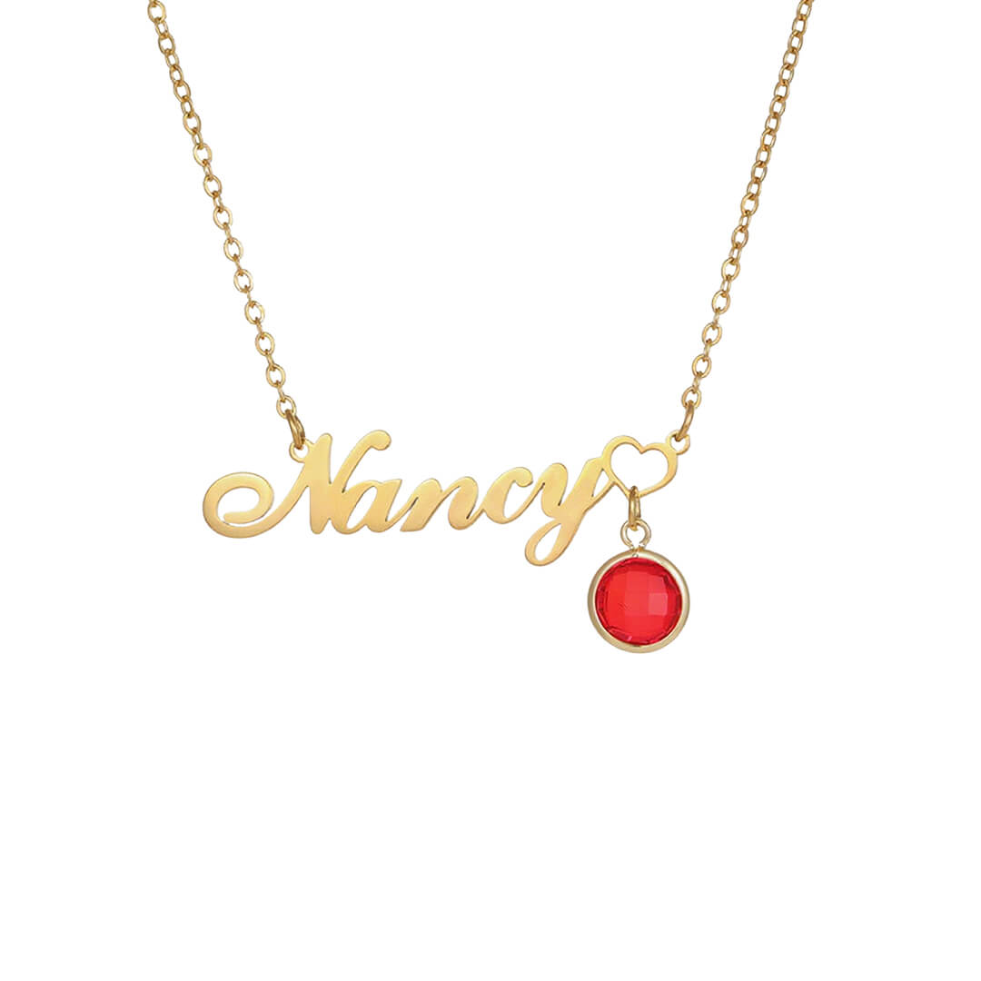 Gold Birthstone Name Necklace