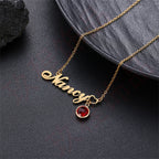 Gold Birthstone Name Necklace