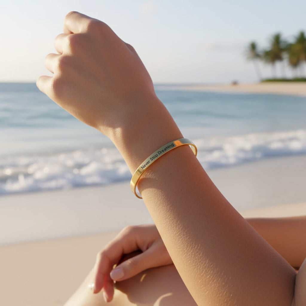 Gold Custom Engraved Bangle