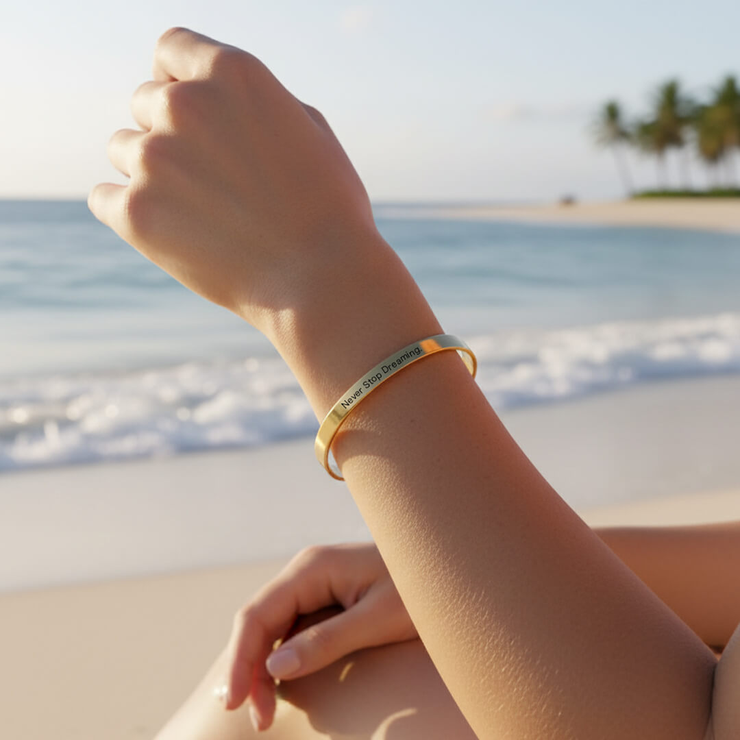 Gold Custom Engraved Bangle