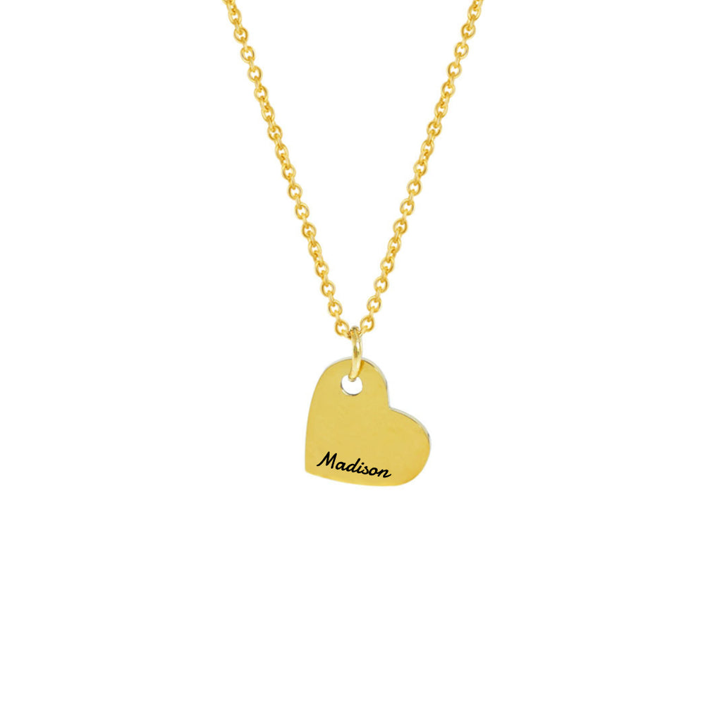 Gold Custom Engraved Heart Necklace