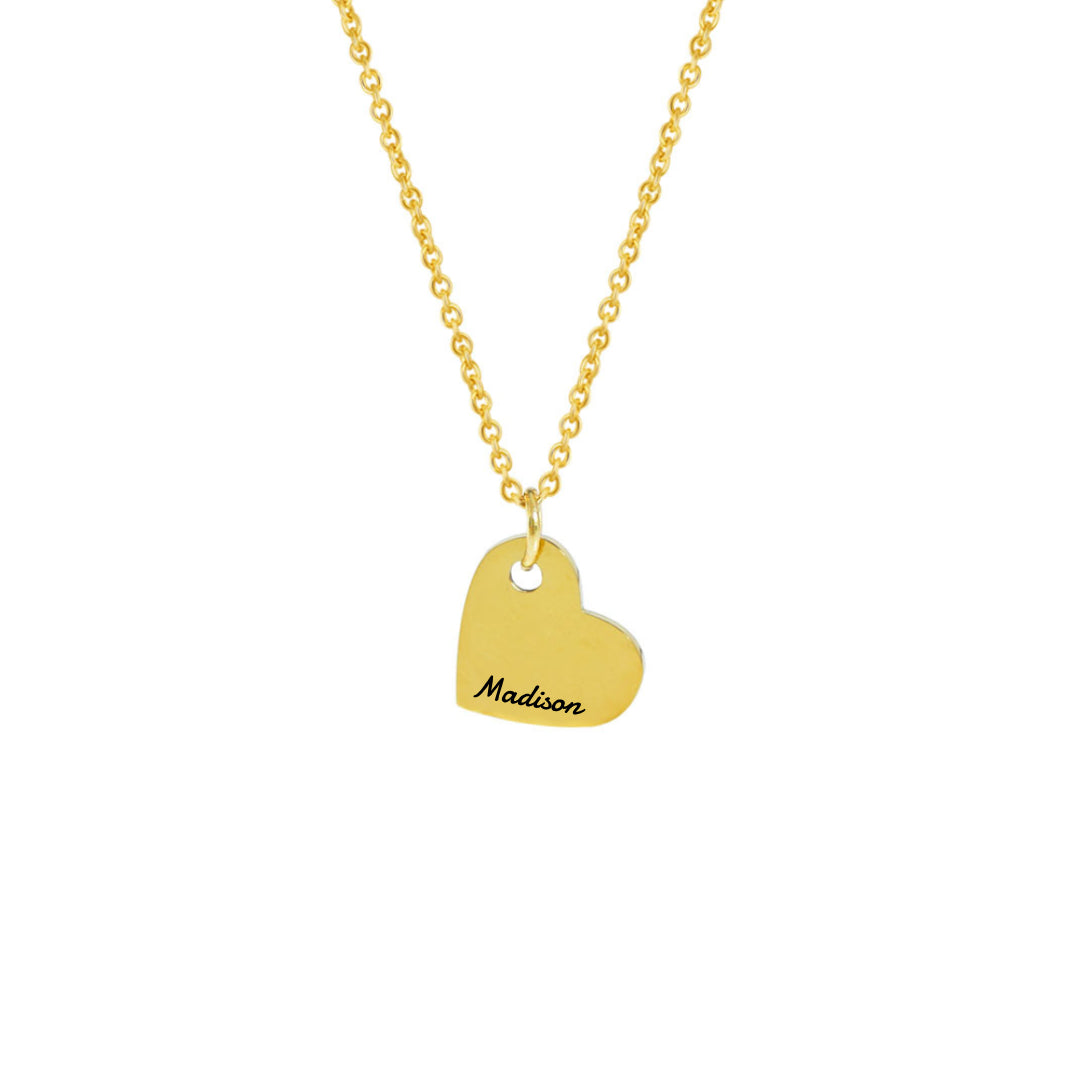 Gold Custom Engraved Heart Necklace
