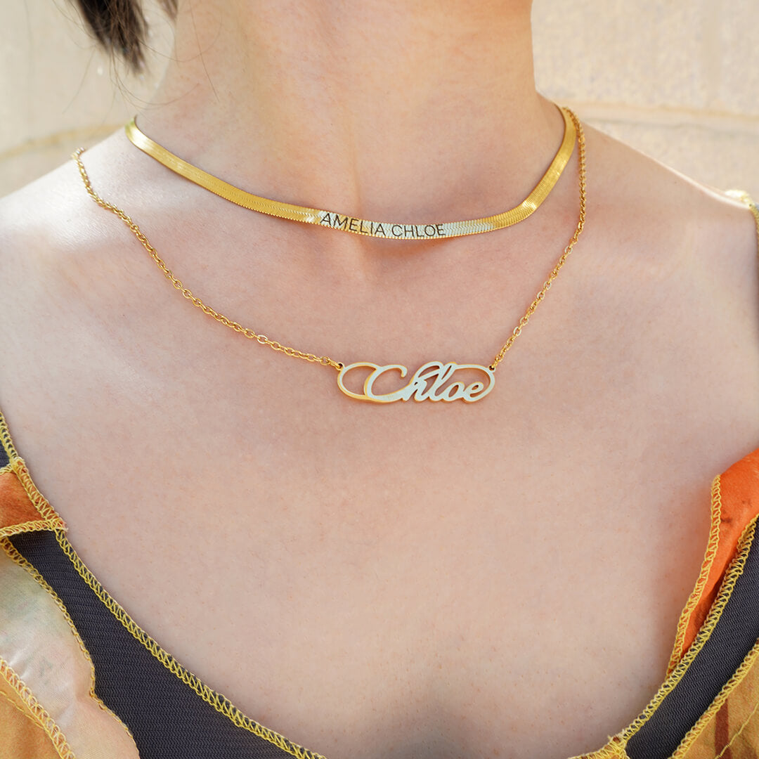 Gold Custom Infinity Name Necklace