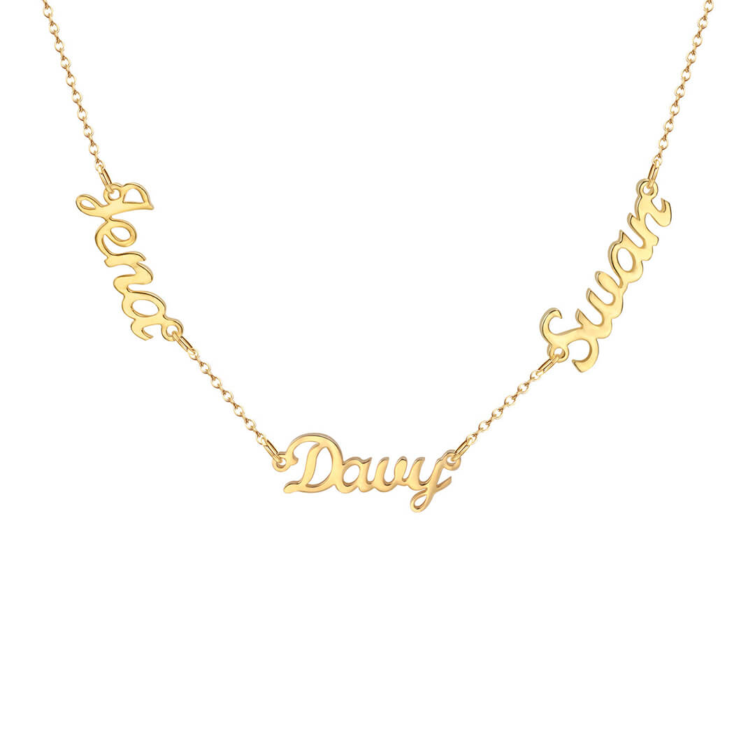 Gold Dainty Custom Multi Name Necklace