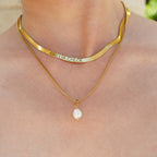 Gold Freshwater Pearl Drop Necklace