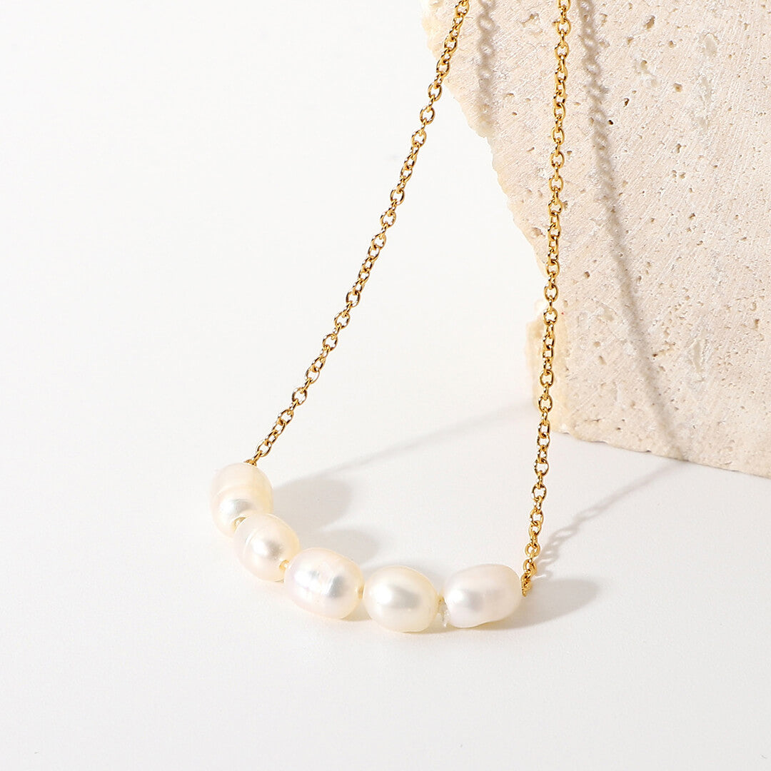 Gold Freshwater Pearl Necklace