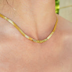 Gold Herringbone Engraved Name Necklace