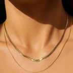 Gold Herringbone Engraved Name Necklace