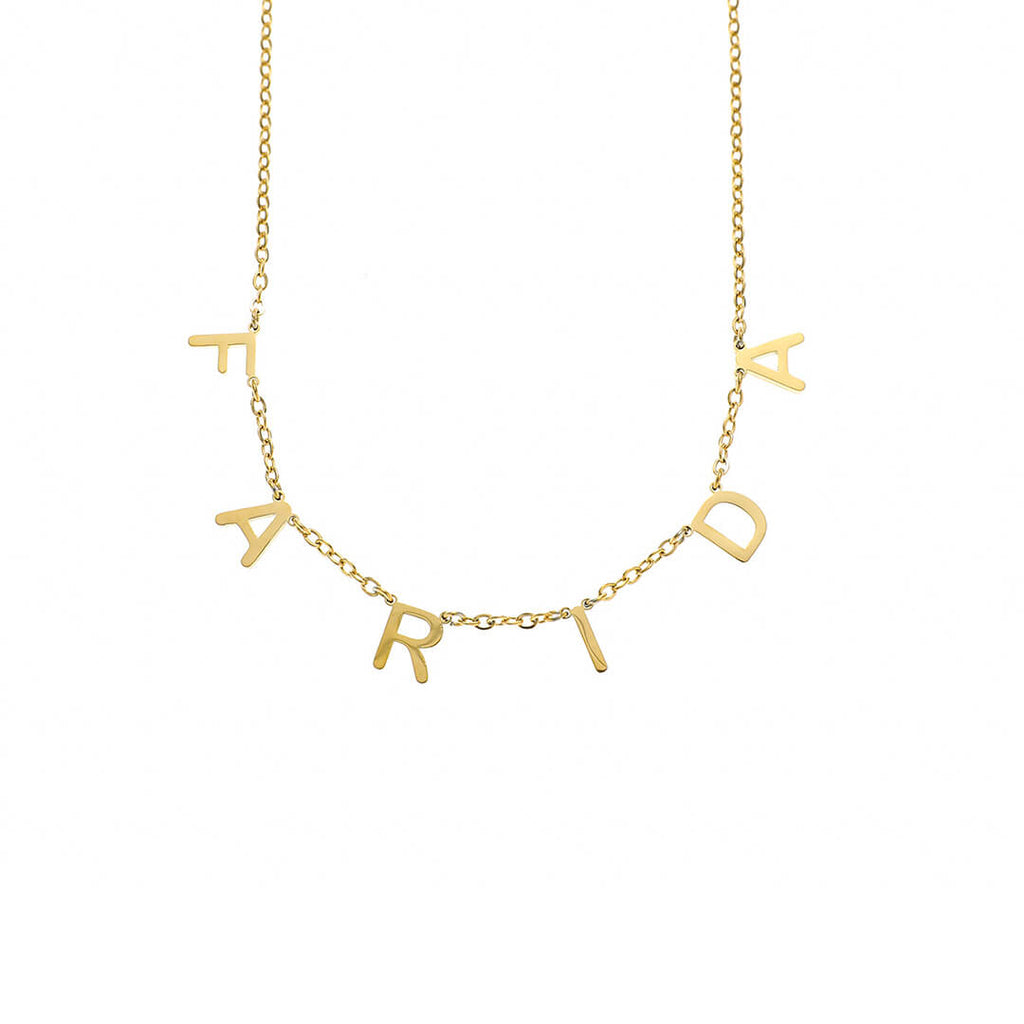 Gold Isabella Letter Name Necklace