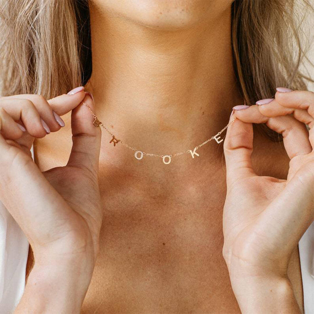 Gold Isabella Letter Name Necklace