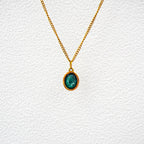 Gold Oval Birthstone Necklace