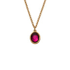 Gold Oval Birthstone Necklace