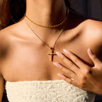 Gold Radiant Faith Cross Necklace