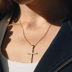 Gold Radiant Faith Cross Necklace