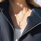 Gold Radiant Faith Cross Necklace