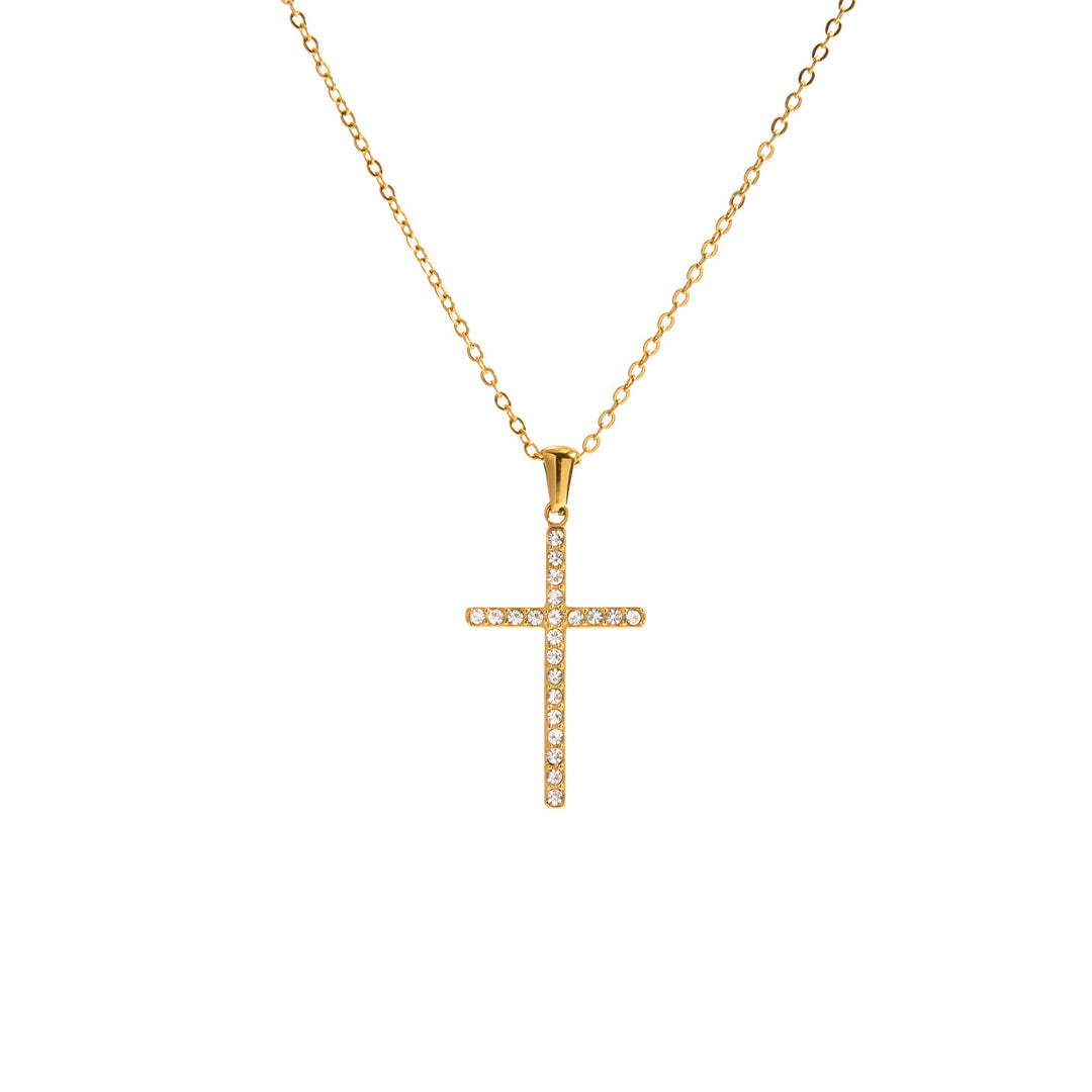 Gold Radiant Faith Cross Necklace