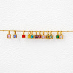 Gold Square Birthstone Necklace