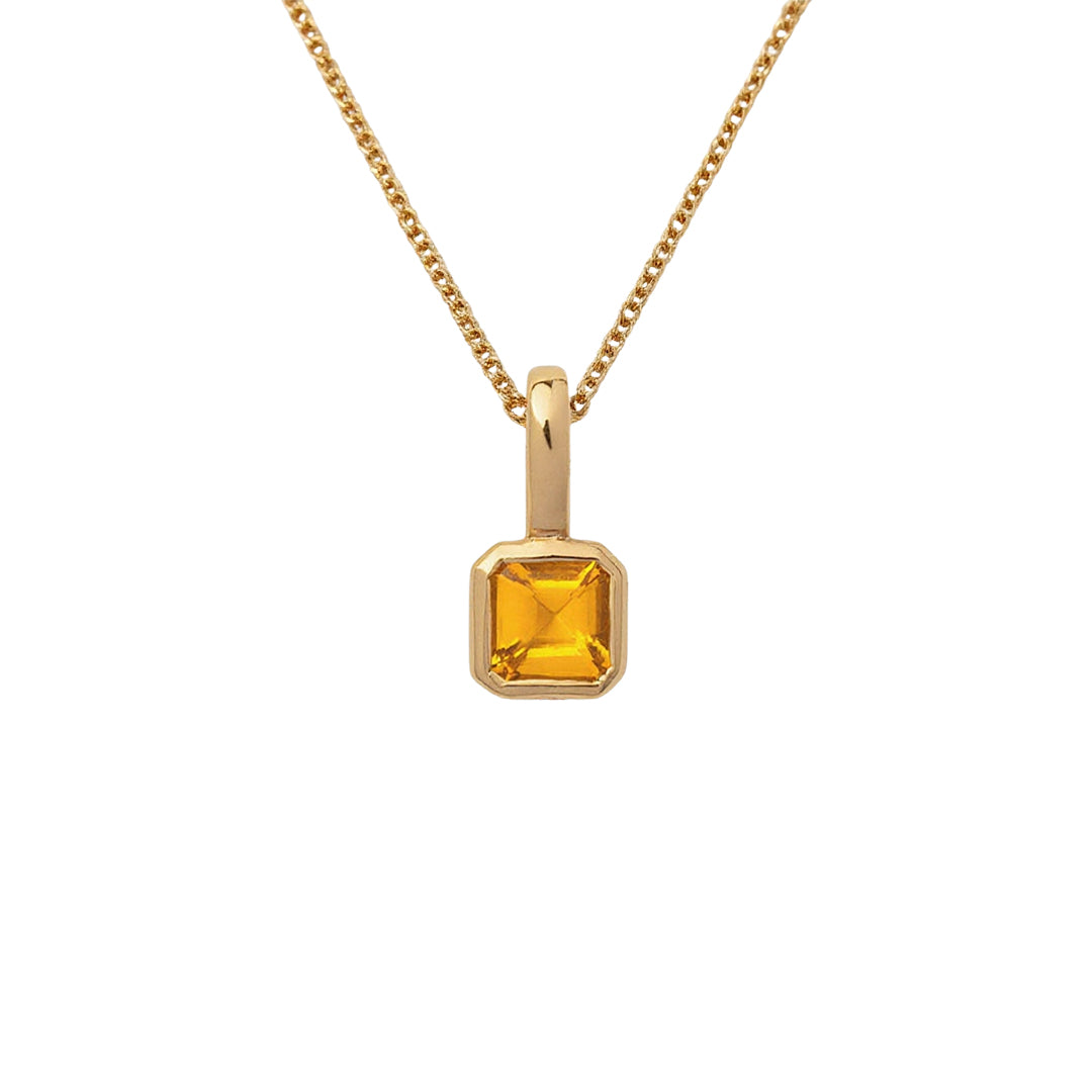 Gold Square Birthstone Necklace