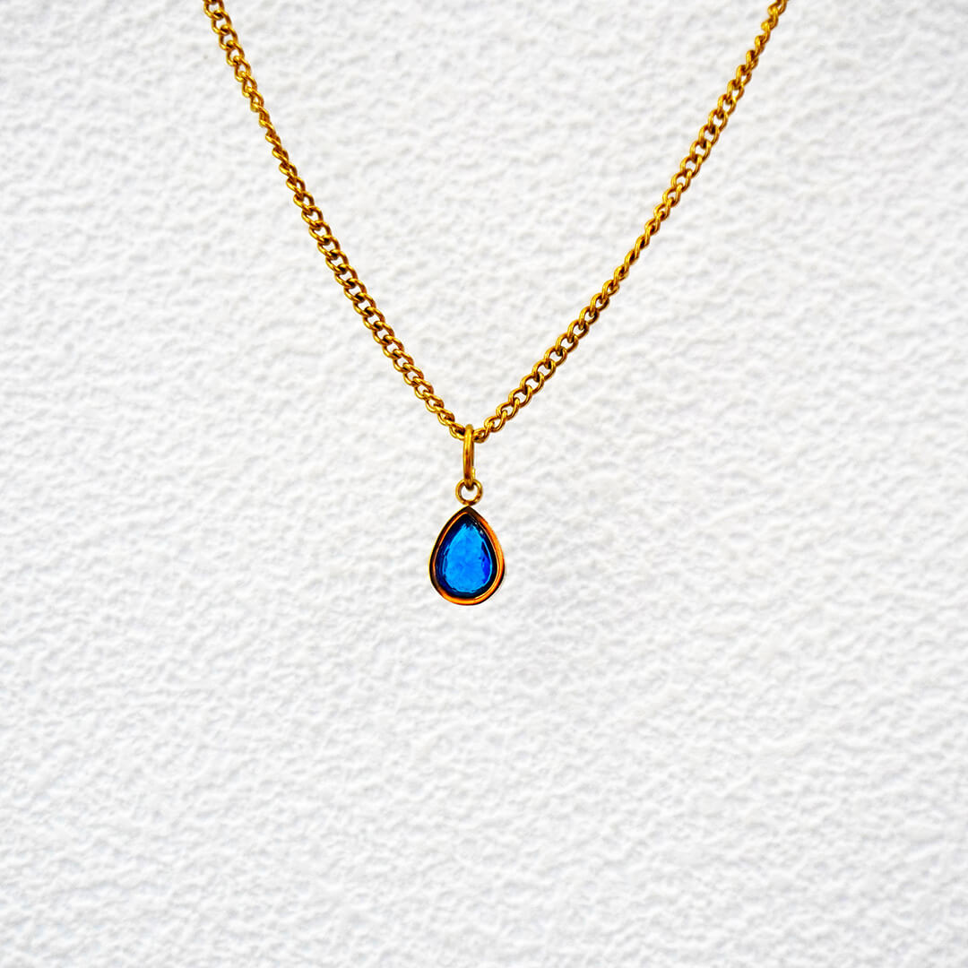 Gold Waterdrop Birthstone Necklace