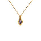 gold heart birthstone necklace front view 1