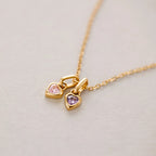 gold heart birthstone necklace front view 4