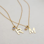 gold heart birthstone necklace front view 7