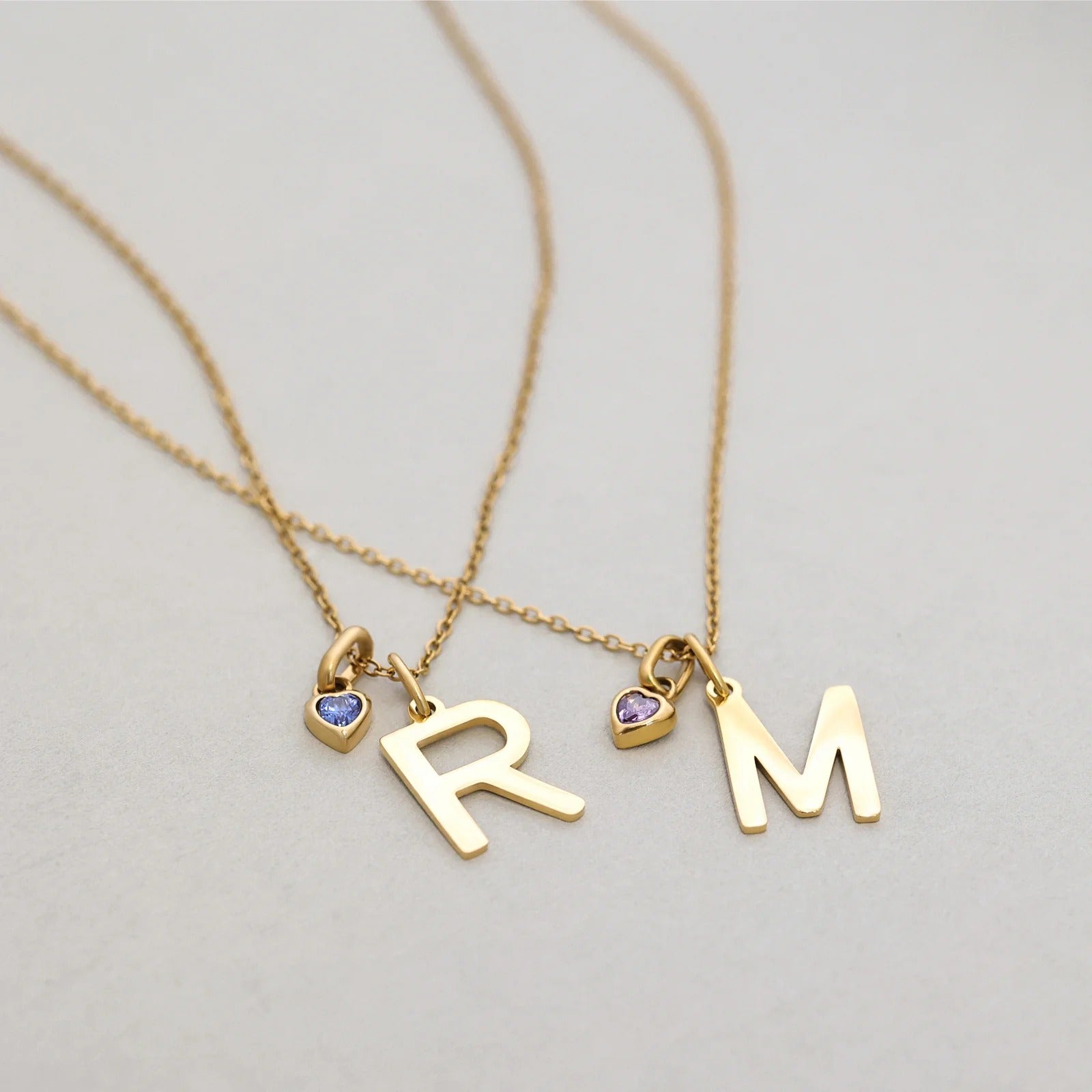 gold heart birthstone necklace front view 7