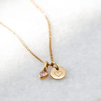gold heart birthstone necklace front view 8
