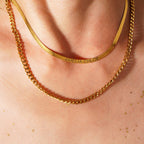 Gold Herringbone Engraved Name Necklace