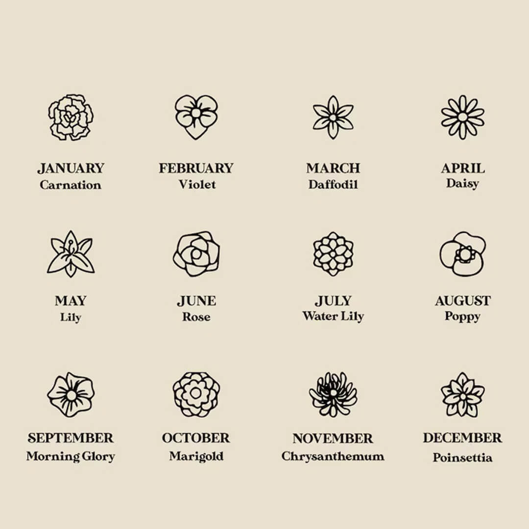 Gold Multiple Birth Flowers Necklace