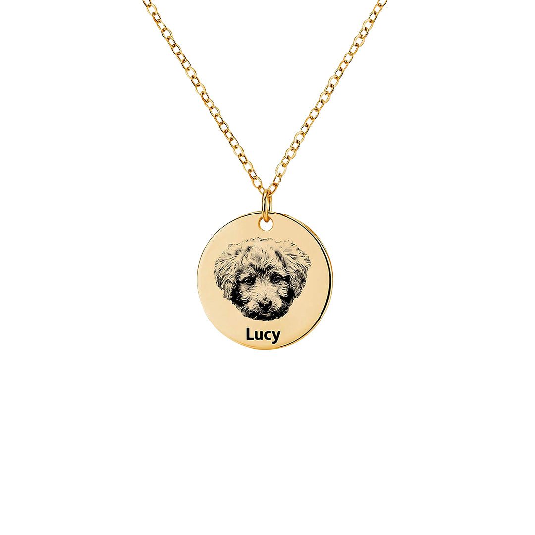 Gold Custom Pet Portrait Necklace