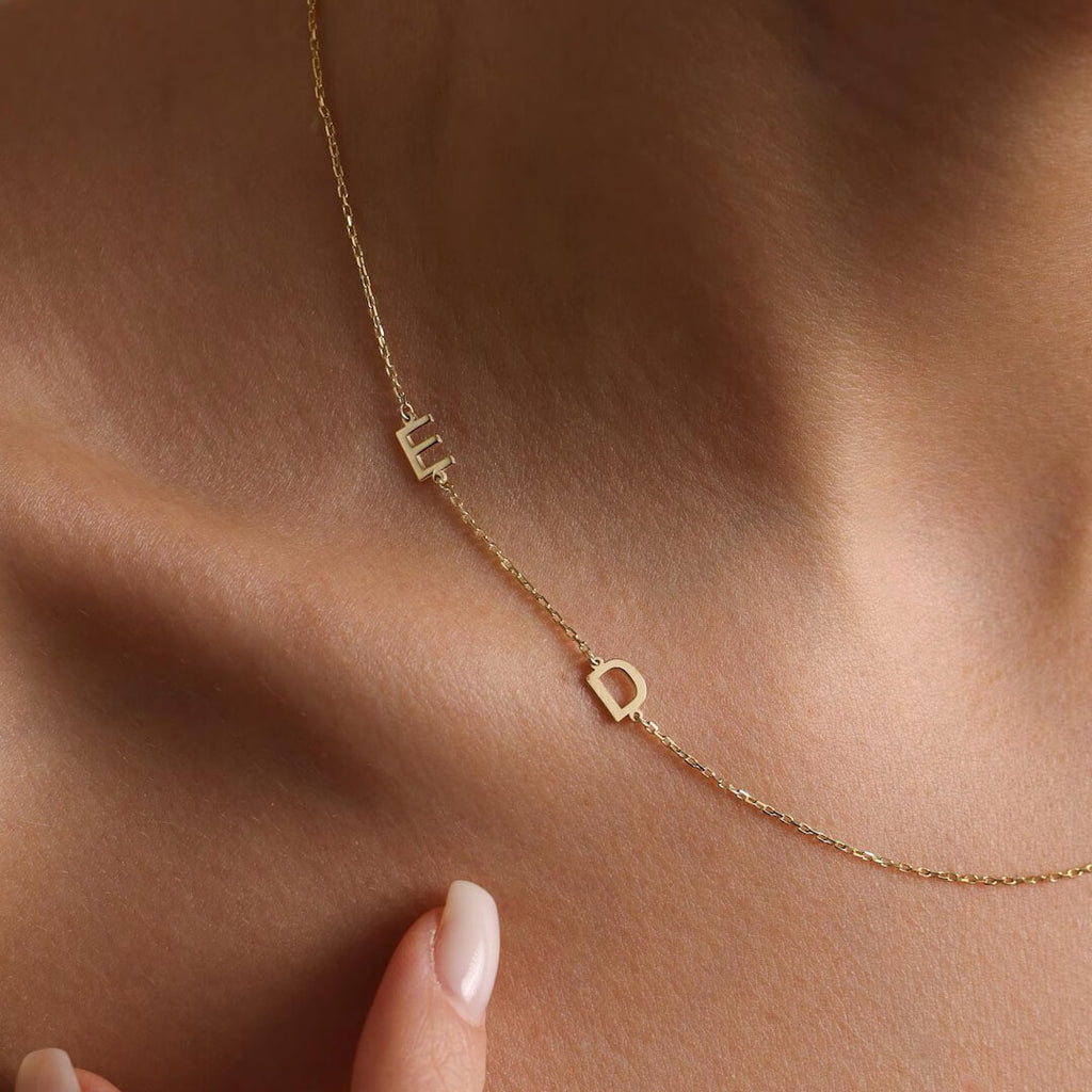 Gold Custom Twin Initial Necklace